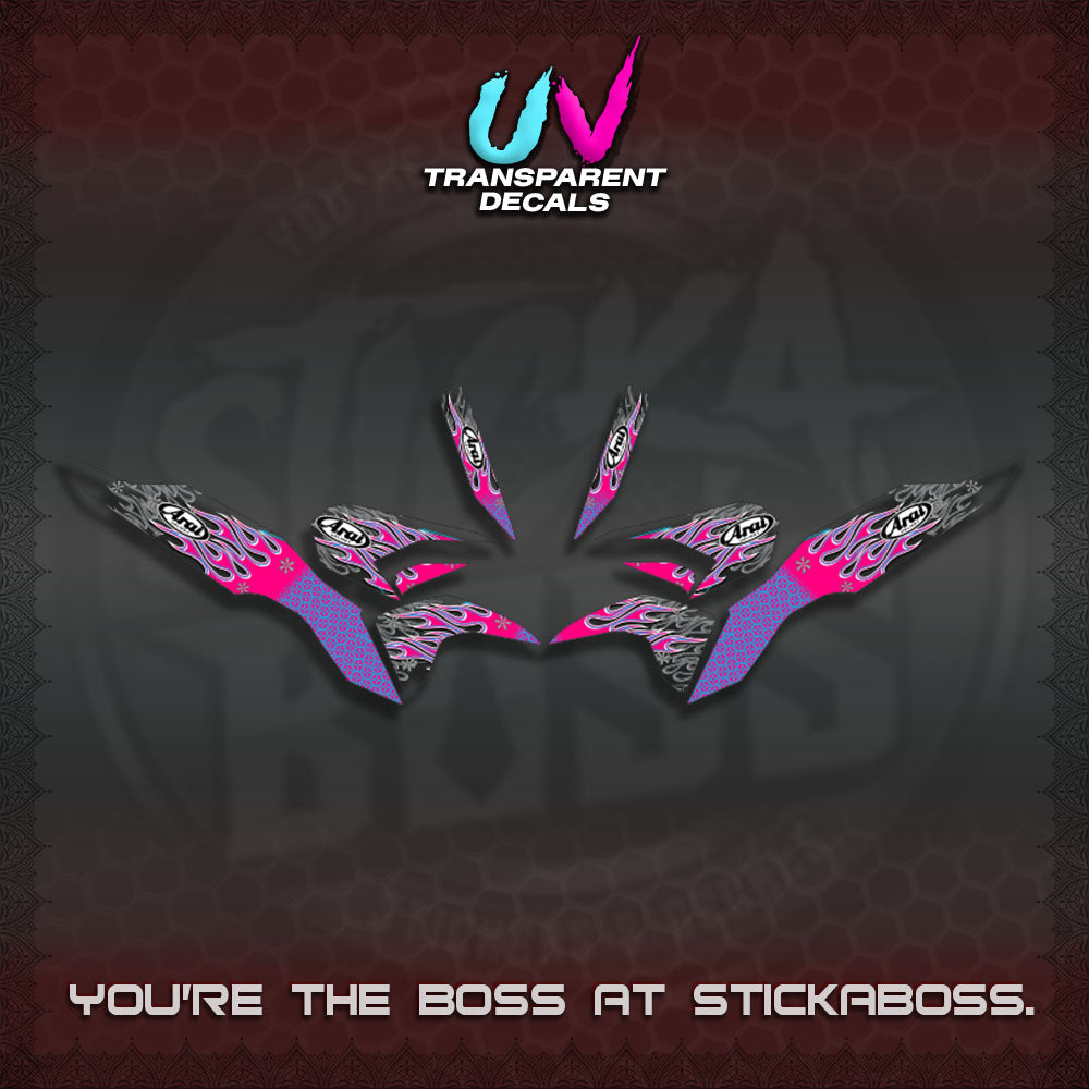 【PREMIUM UV PRINT】TRANSPARENT CLICK 125 V3  DECALS(ARAI API NEW TERBARU DESIGN)By STICKABOSS