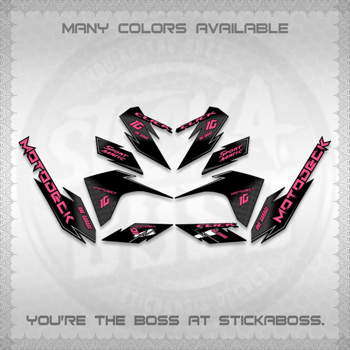 CLICK V3 DECALS (ONE GARAGE INSPIRED)STICKER DECALS BY STICKABOSS