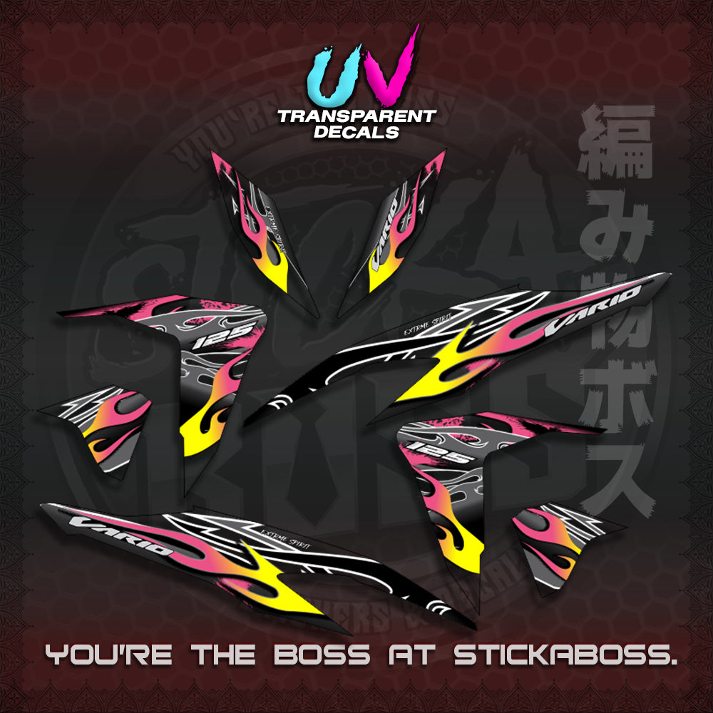CLICK 125 V2 MALAY CONCEPT ( TRANSPARENT TRIBAL X FIRE CUSTOM ) STICKER DECALS By STICKABOSS