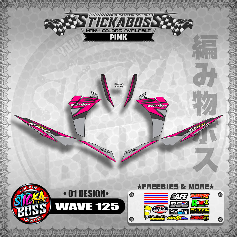 Honda Wave Dash 125 Stock Decals (01 Design)【WITH FREEBIES】Malaysia Concept