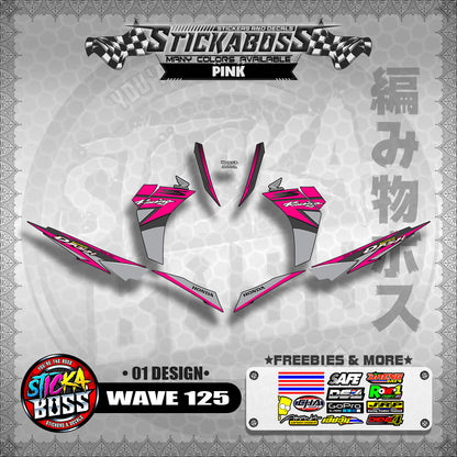 Honda Wave Dash 125 Stock Decals (01 Design)【WITH FREEBIES】Malaysia Concept
