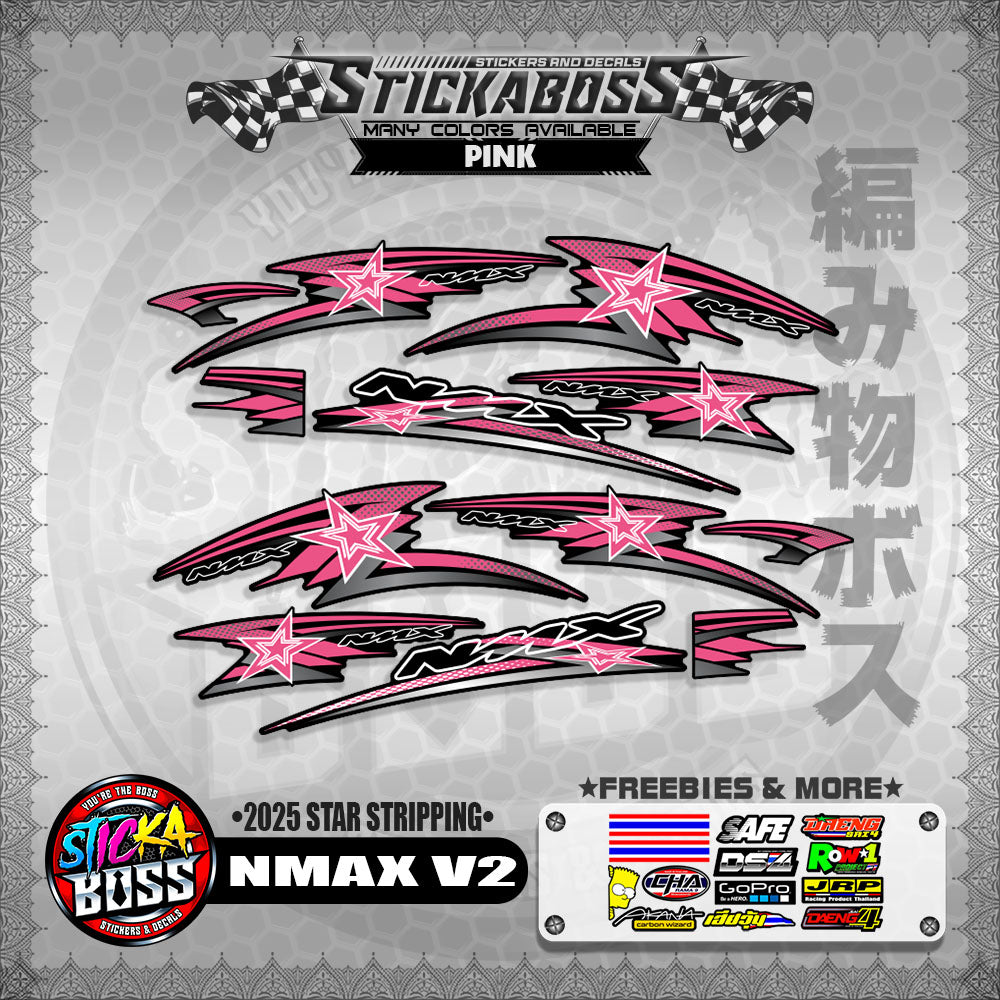 NMAX V2 STICKER DECALS ( 2025 STAR STRIPPING )【WITH FREEBIES】