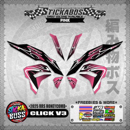 CLICK V3 INDO STICKER DECALS ( 2025 RRS HONEYCOMB )【WITH FREEBIES】