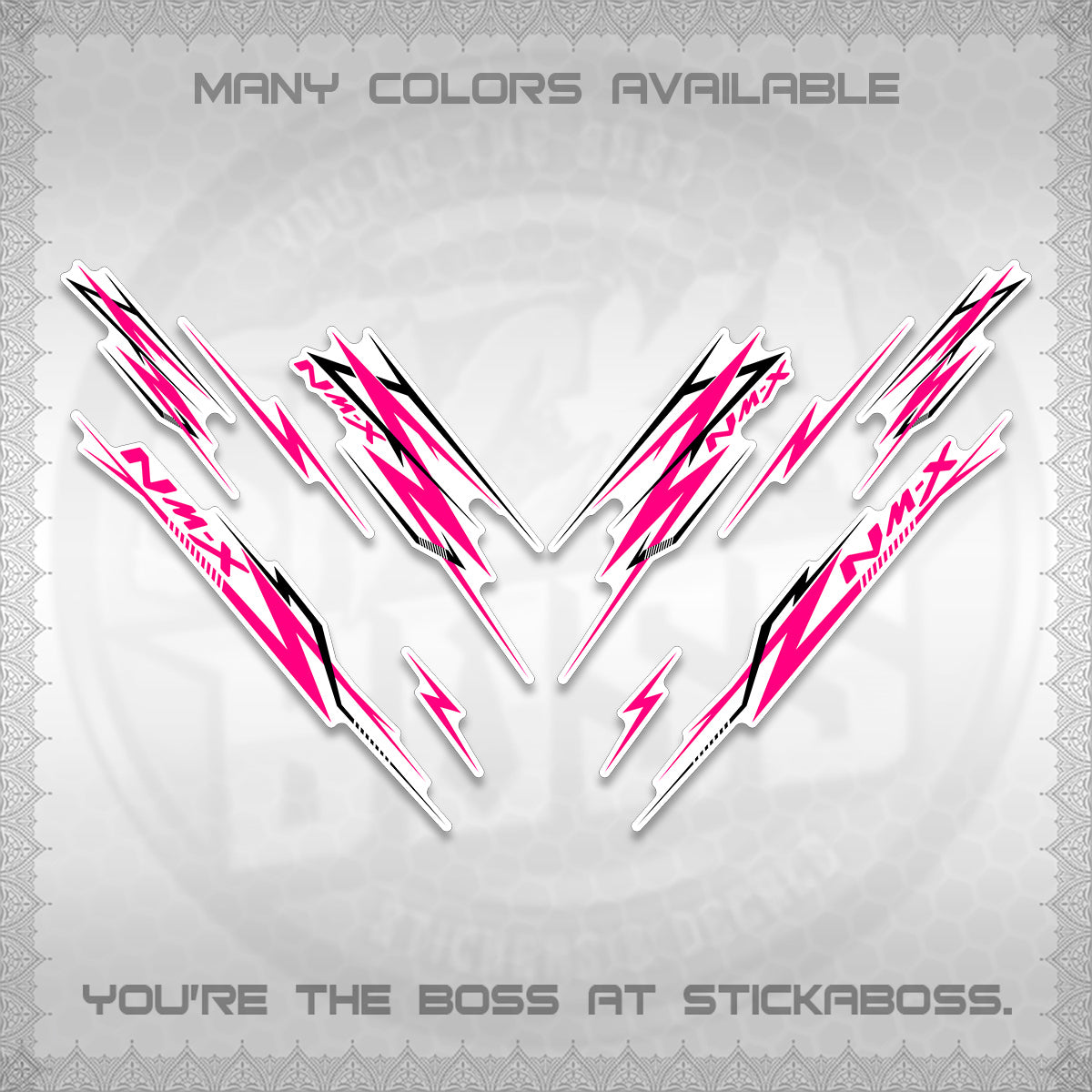 NMAX V2 FOR WHITE DECALS (2024 NM A8 STYLE) STICKER DECALS By STICKABOSS