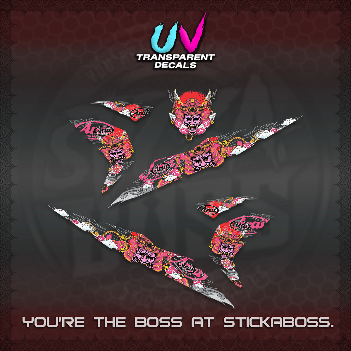 BEAT FI V2 INDO UV TRANSPARENT DECALS (2026 NEW SAMURAI MOTIF) STICKER KITS BY STICKABOSS