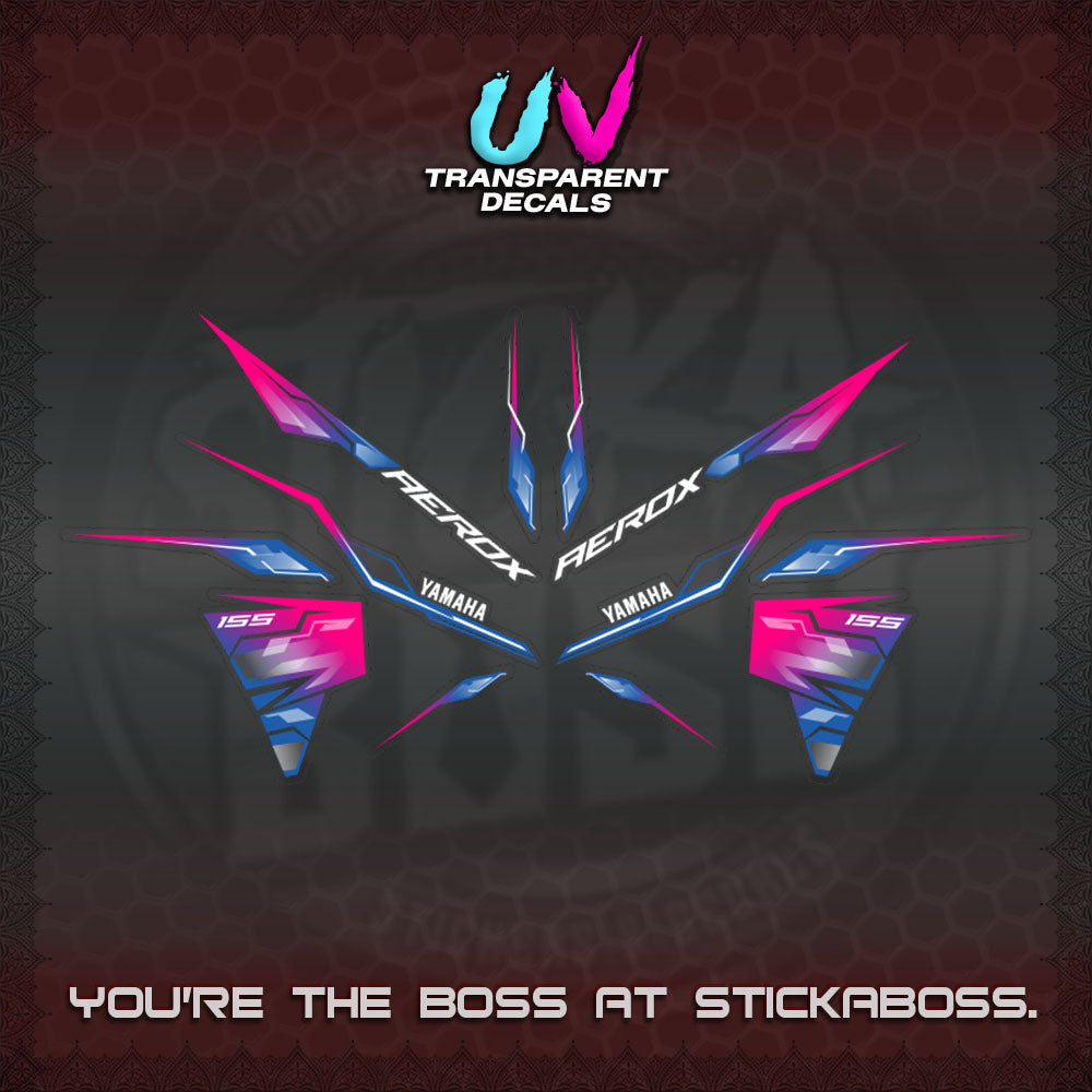 【PREMIUM UV PRINT】TRANSPARENT AEROX  V3 INDO DECALS(ALPHA TURBO 0001)STICKER DECALS By STICKABOSS