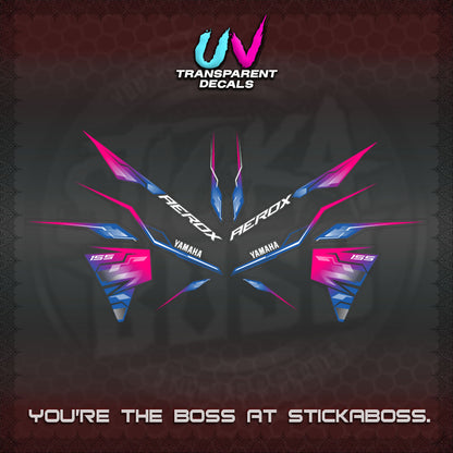 【PREMIUM UV PRINT】TRANSPARENT AEROX  V3 INDO DECALS(ALPHA TURBO 0001)STICKER DECALS By STICKABOSS