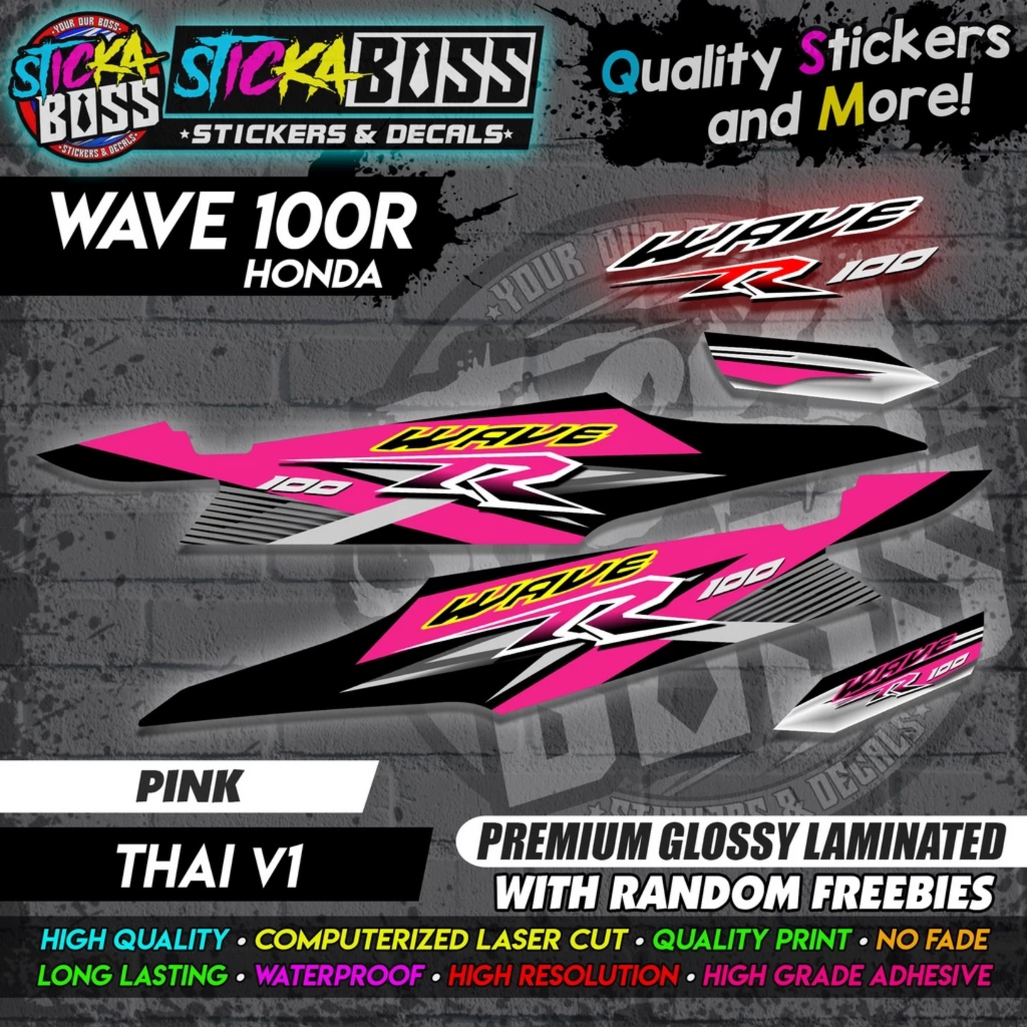 HONDA WAVE 100 R (THAI V1) [STOCK DECALS]【PREMIUM GLOSSY LAMINATED】