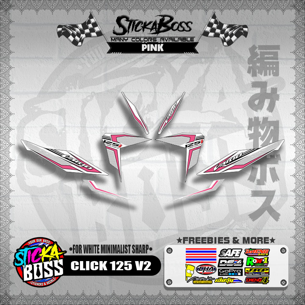 CLICK 125 V2 DECALS ( FOR WHITE MINIMALIST SHARP )【WITH FREEBIES】