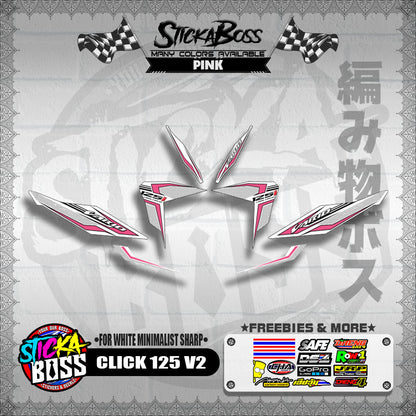 CLICK 125 V2 DECALS ( FOR WHITE MINIMALIST SHARP )【WITH FREEBIES】