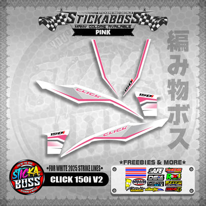 CLICK 150i V2 STICKER DECALS ( FOR WHITE 2025 STRIKE LINES )【WITH FREEBIES】