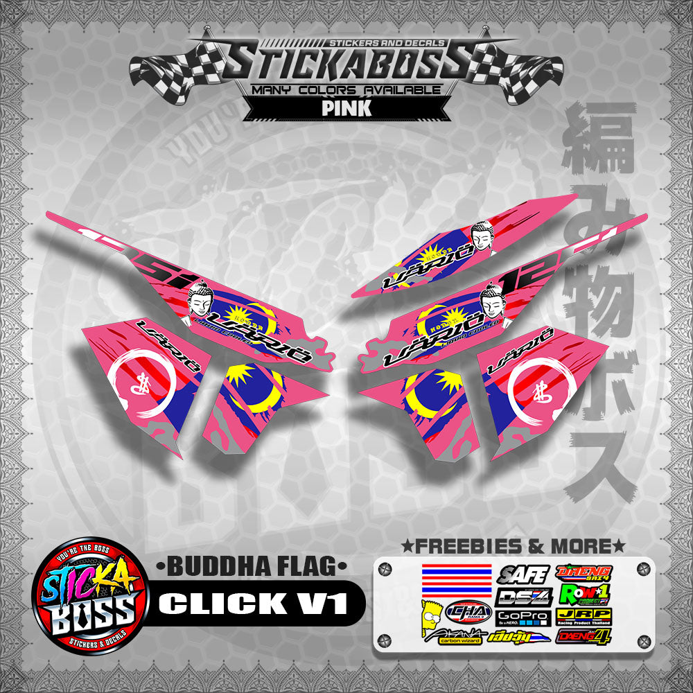 CLICK V1 MALAYSIAN STICKER DECALS ( BUDDHA FLAG )【WITH FREEBIES】