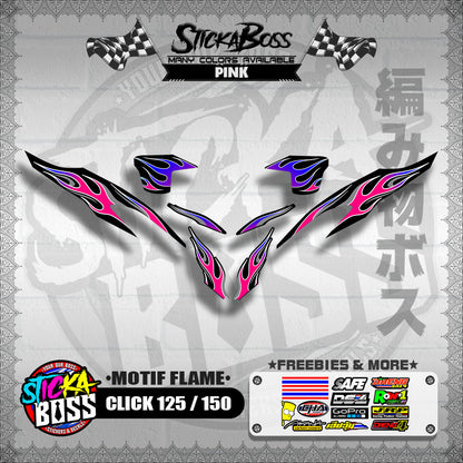 CLICK 125 / 150 V2 DECALS ( MOTIF FLAME )【WITH FREEBIES】