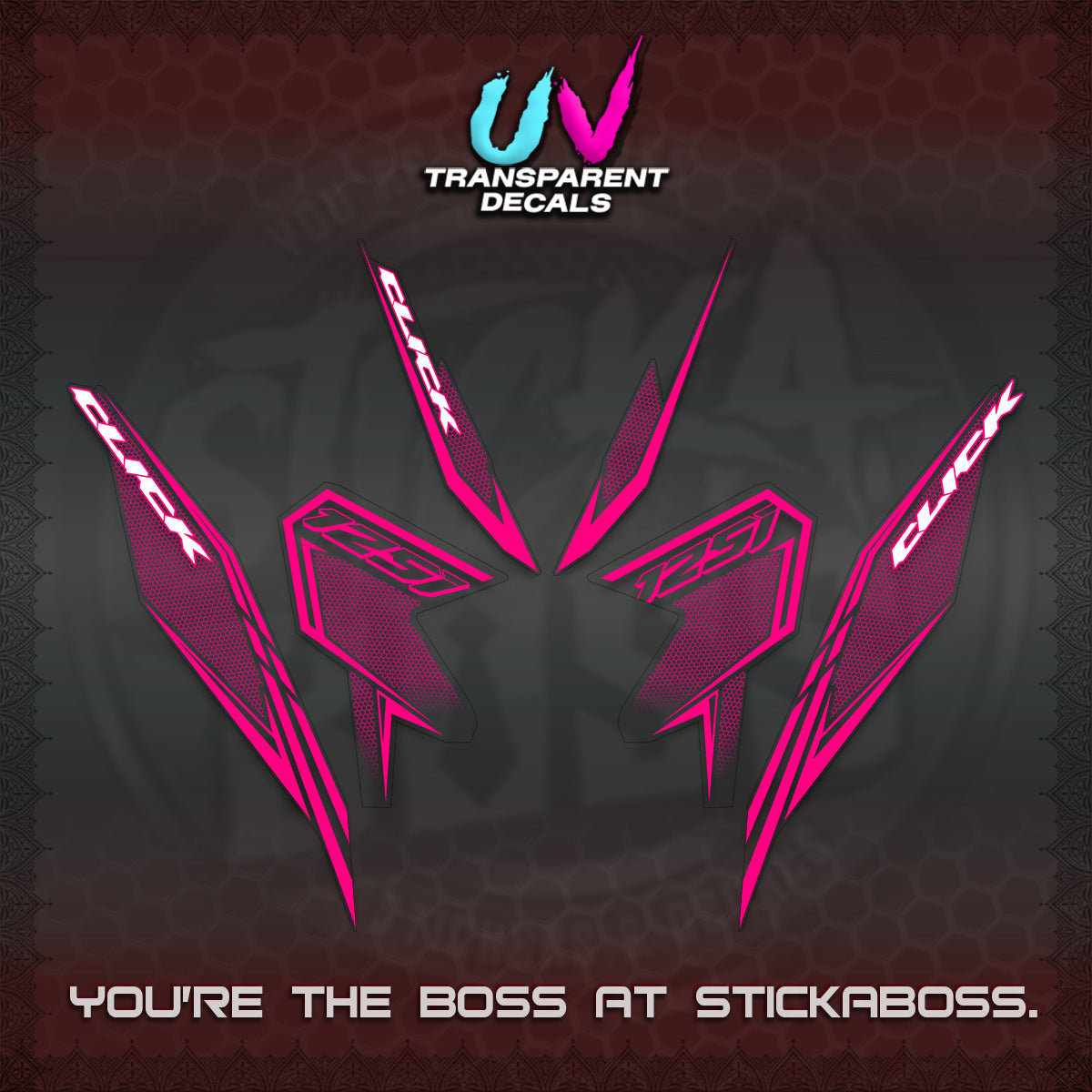 CLICK 125 V3 UV TRANSPARENT DECALS (2026 LINE UP DESIGN) STICKER KITS By STICKABOSS
