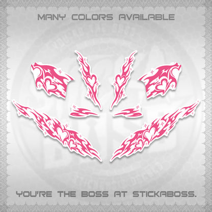 CLICK 125 V2 FOR WHITE DECALS (2026 STRIPING HEART DESIGN) STICKER KITS BY STICKABOSS