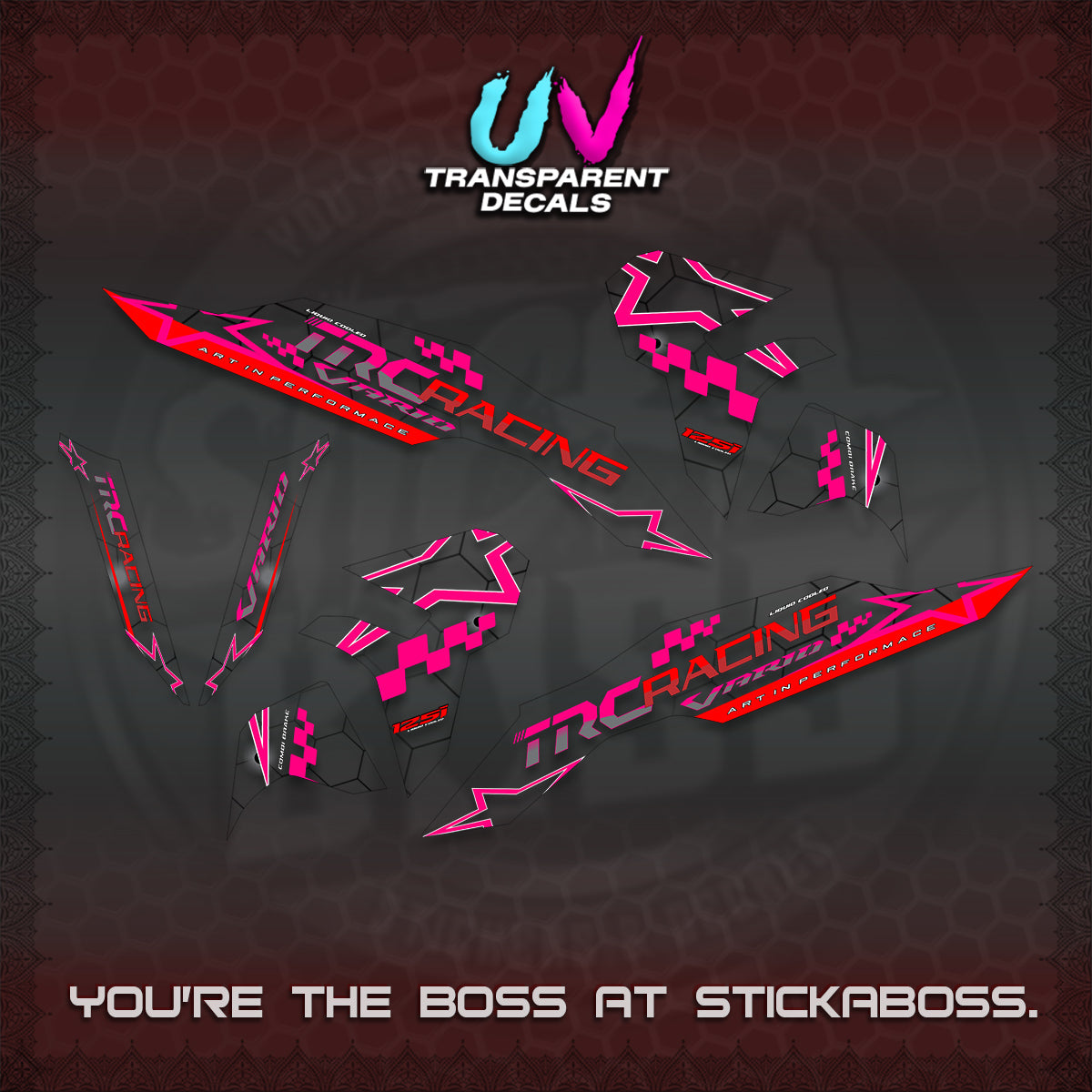 CLICK V3 UV TRANSPARENT DECALS (2026 TRC RACING DESIGN)STICKER DECALS By STICKABOSS