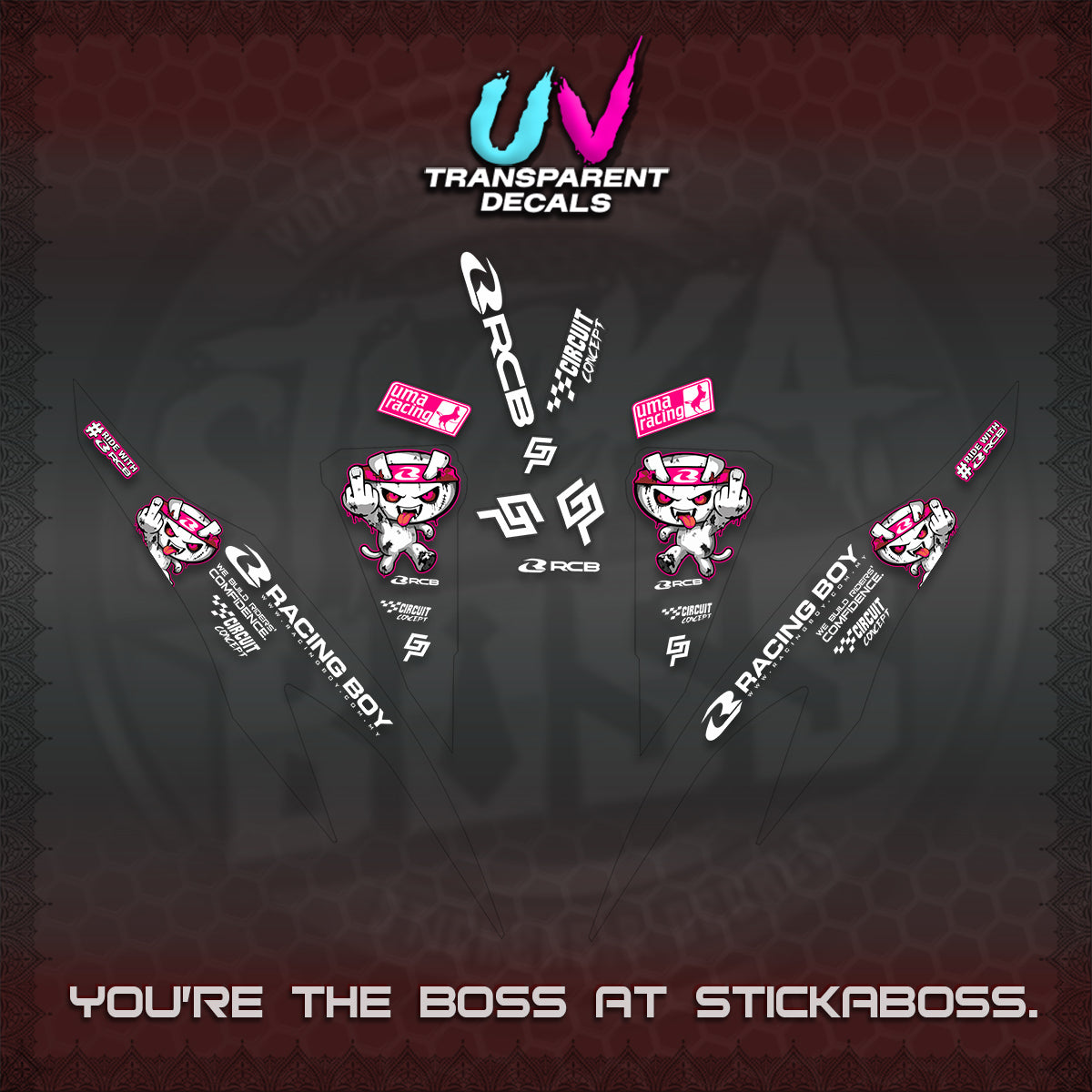 CLICK V2 UV TRANSPARENT DECALS (2026 RACE ZOMBIE DESIGN)STICKER DECALS By STICKABOSS