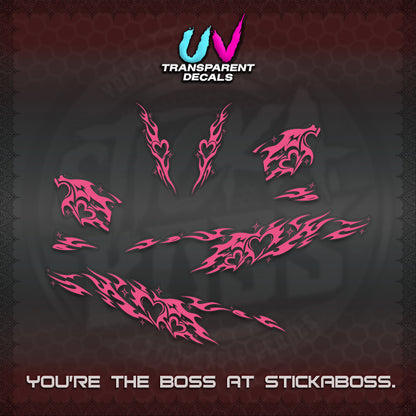 CLICK 125 V2 UV TRANSPARENT DECALS (2026 TRIBAL HEART DESIGN) STICKER KITS BY STICKABOSS