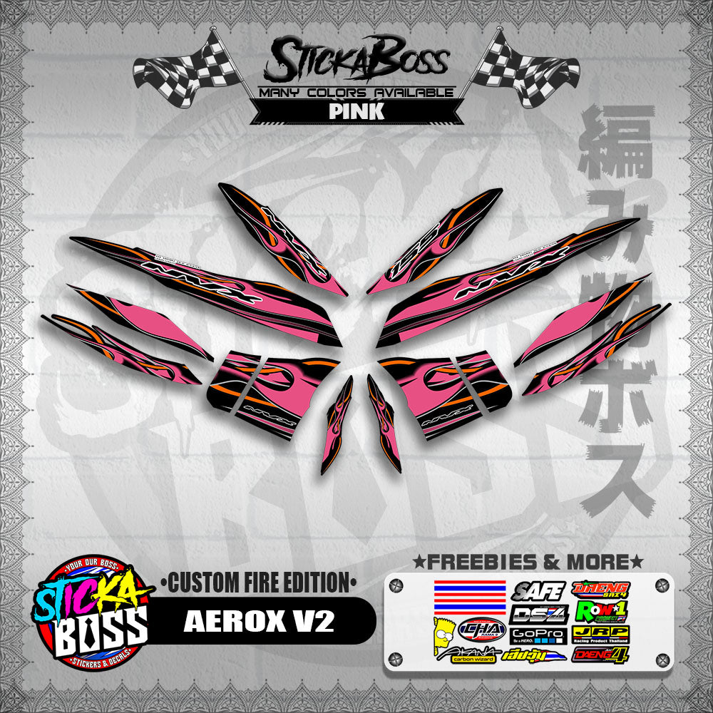 AEROX V2 DECALS ( CUSTOM FIRE EDITION )【WITH FREEBIES】