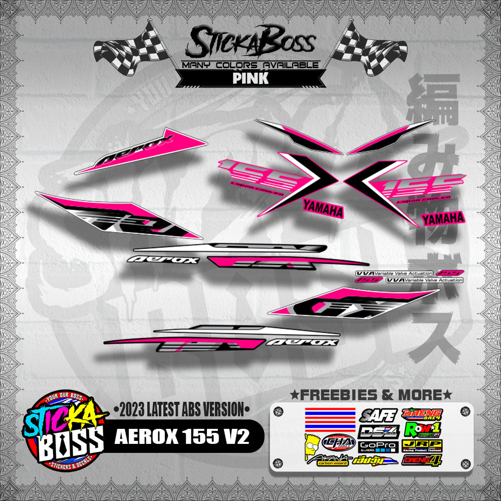 AEROX 155 V2 DECALS ( 2023 LATEST ABS VERSION ) [ PREMIUM GLOSSY LAMINATED ]【WITH FREEBIES】