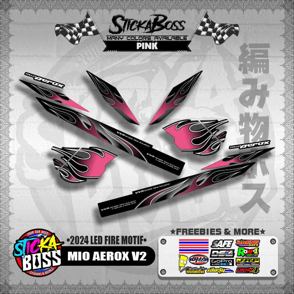 MIO AEROX V2 DECALS ( 2024 LED FIRE MOTIF )【WITH FREEBIES】