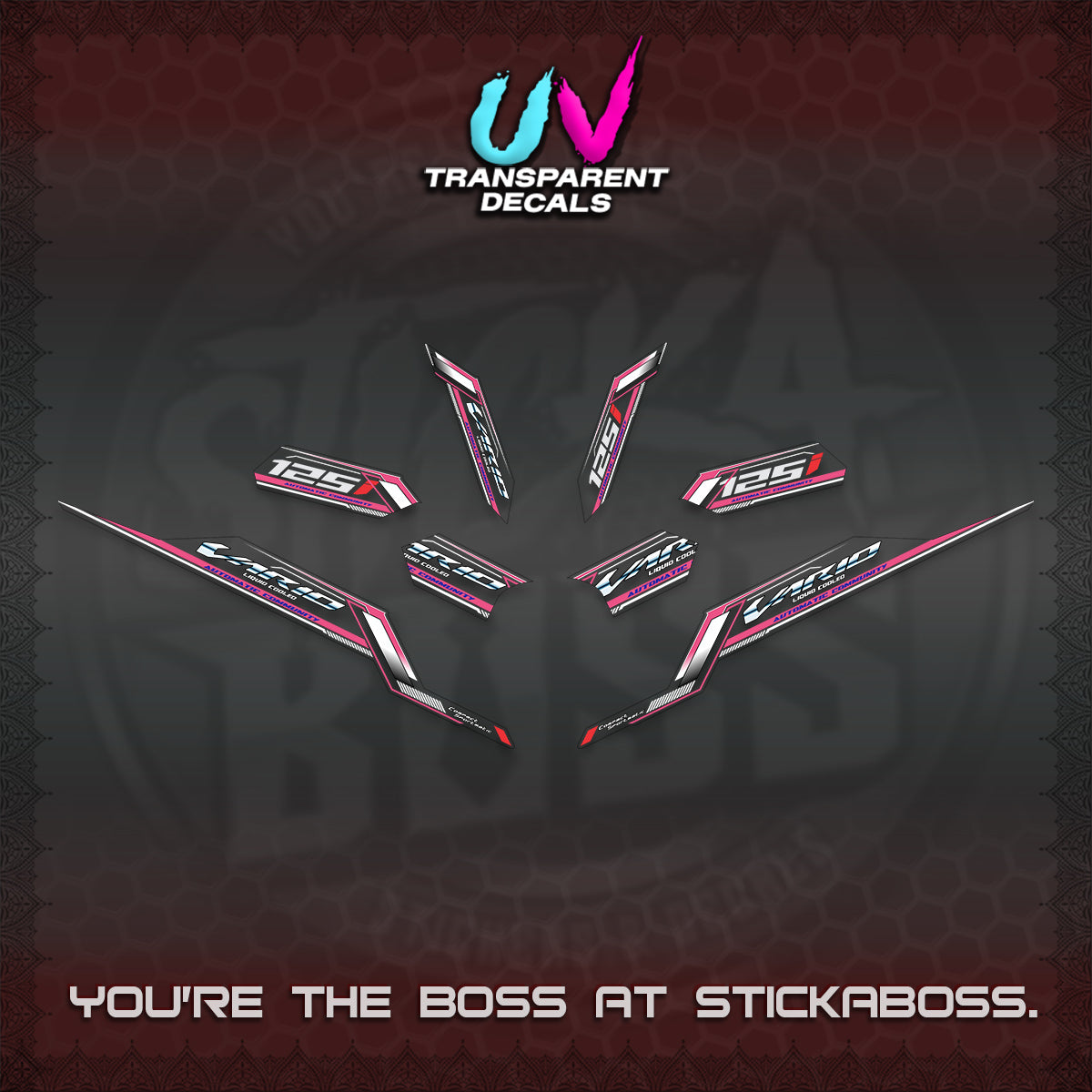 CLICK V3 VARIO STRIPING UV TRANSPARENT DECALS (2026 SPORTS RACE DESIGN) STICKER KITS BY STICKABOSS