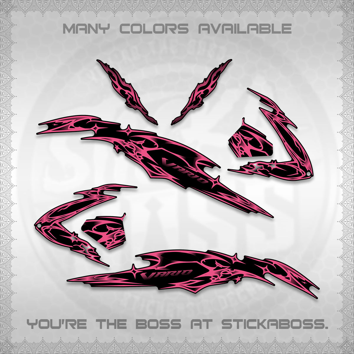 CLICK 125 V3 VARIO DECALS (2026 TRIBAL LIGHTNING DESIGN) STICKER KITS BY STICKABOSS