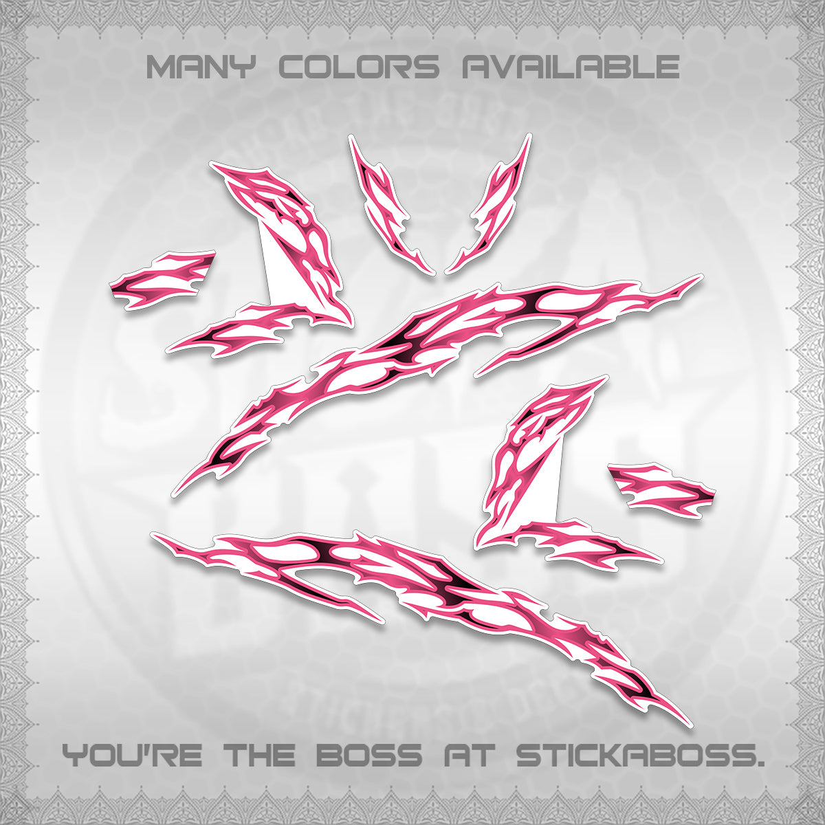 CLICK 125 V3 FOR WHITE DECALS (2026 TRIBAL LIGHTNING DESIGN) STICKER KITS BY STICKABOSS