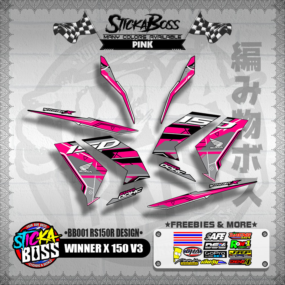 WINNER X 150 V3 DECALS ( BB001 RS150R DESIGN )【WITH FREEBIES】