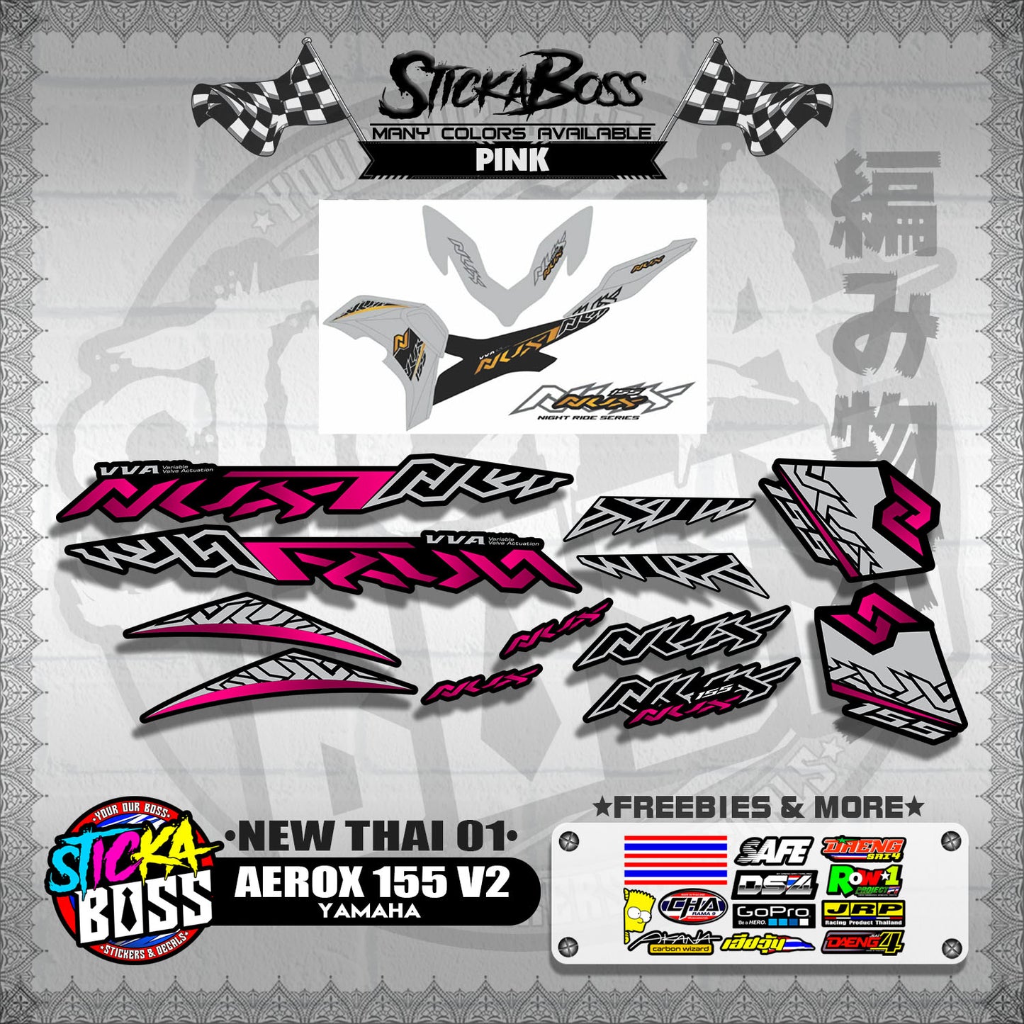 AEROX 155 V2 DECALS ( NEW THAI 01 )【WITH FREEBIES】