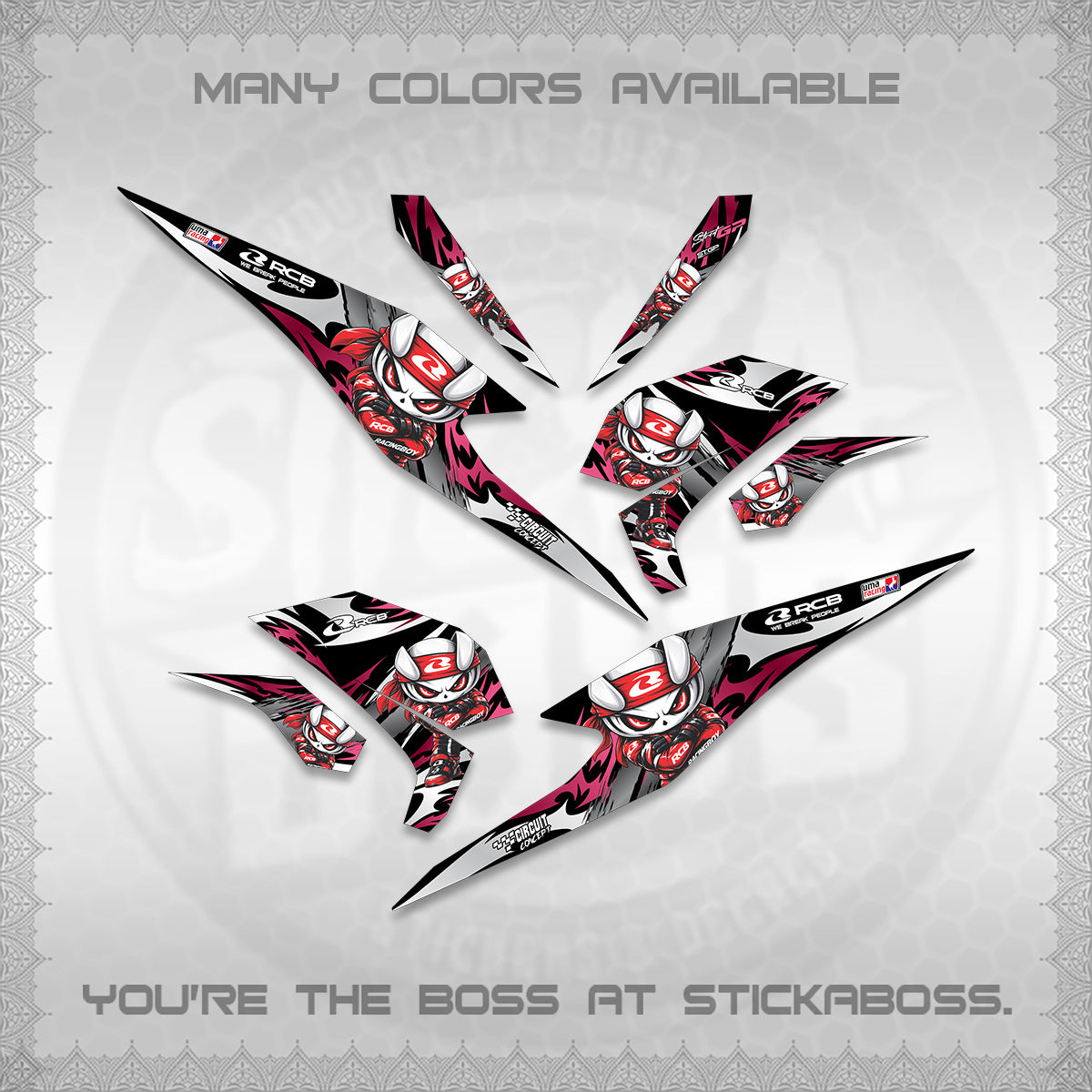 BEAT FI V3 FOR WHITE DECALS (2026 NEW RCB 2.0 DESIGN) STICKER KITS BY STICKABOSS