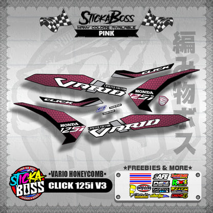 CLICK 125i V3 DECALS ( VARIO HONEYCOMB )【WITH FREEBIES】