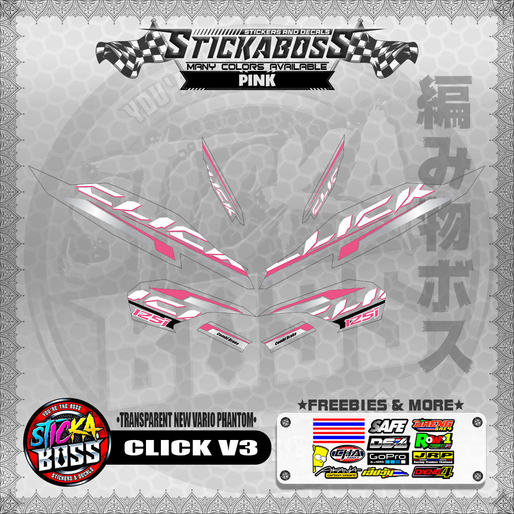 【PREMIUM UV PRINT】TRANSPARENT CLICK 125 V3 STICKER DECALS ( NEW VARIO PHANTOM )【WITH FREEBIES】