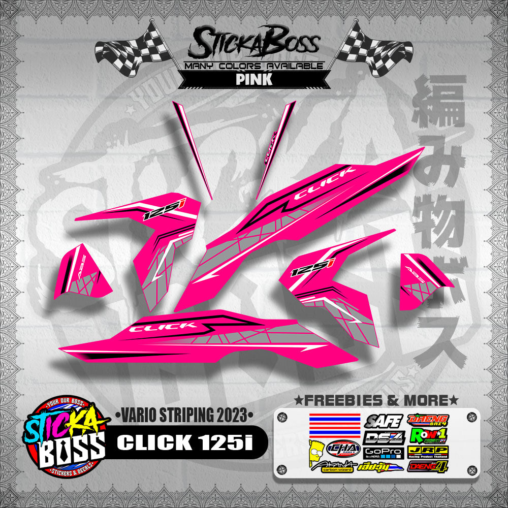 CLICK 125i V3 STOCK DECALS ( VARIO STRIPING 2023 )【WITH FREEBIES】