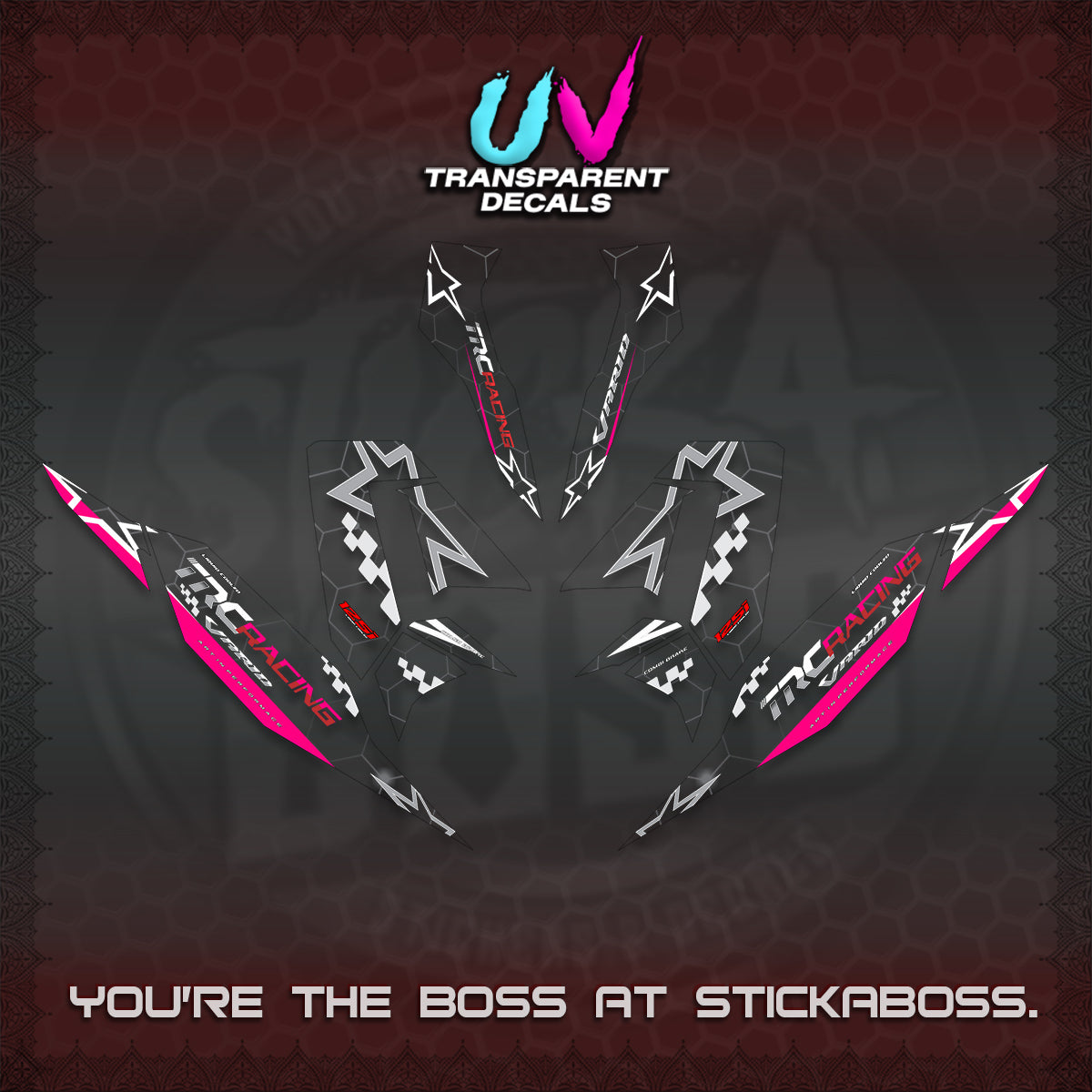 CLICK V4 UV TRANSPARENT DECALS (2026 TRC RACING DESIGN)STICKER KITS By STICKABOSS