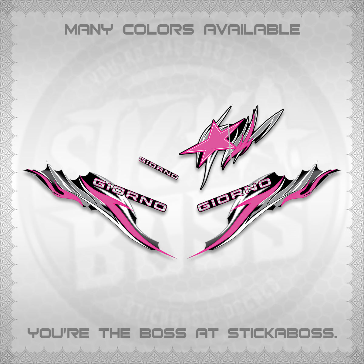 GIORNO 125 DECALS (2026 NEW TRIBAL FIRE NTN) STICKER DECALS BY STICKABOSS