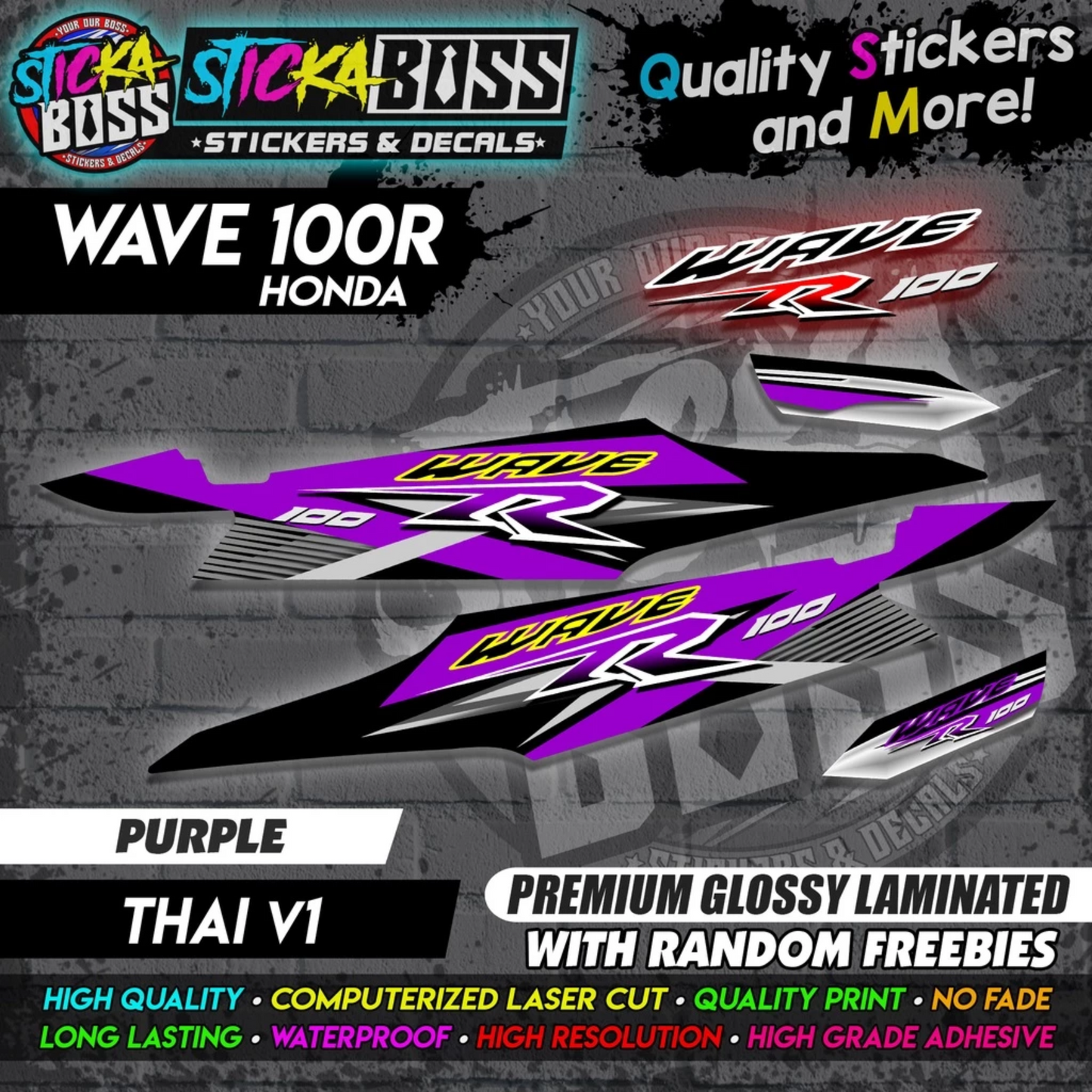 HONDA WAVE 100 R (THAI V1) [STOCK DECALS]【PREMIUM GLOSSY LAMINATED】