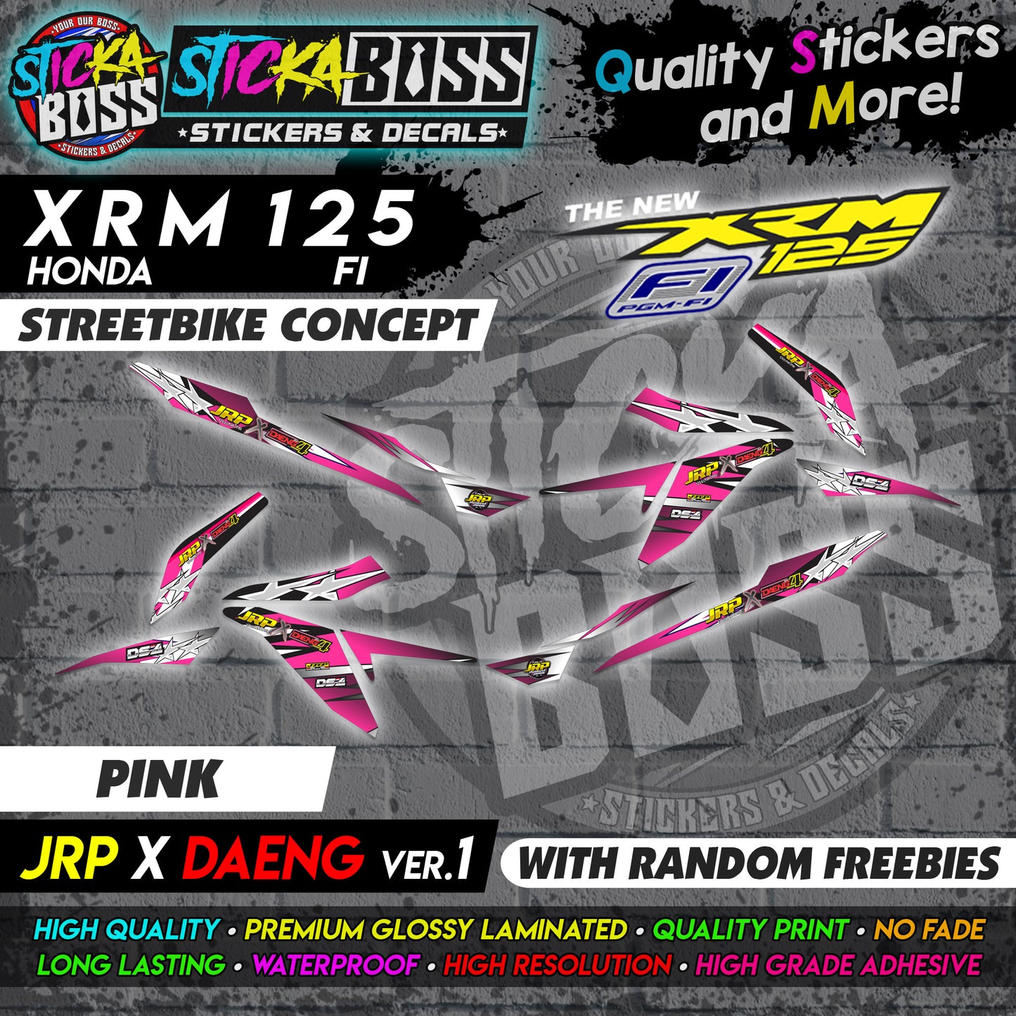 XRM 125 FI Decals - (JRP x DAENG VER.1) [STREET BIKE CONCEPT]【PREMIUM GLOSSY LAMINATED】