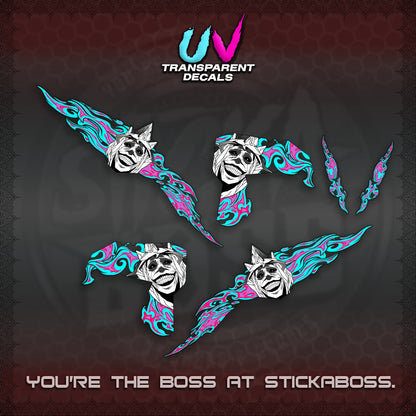CLICK V3 UV TRANSPARENT DECALS (SOLO STATUE OF GOD DESIGN)STICKER DECALS By STICKABOSS