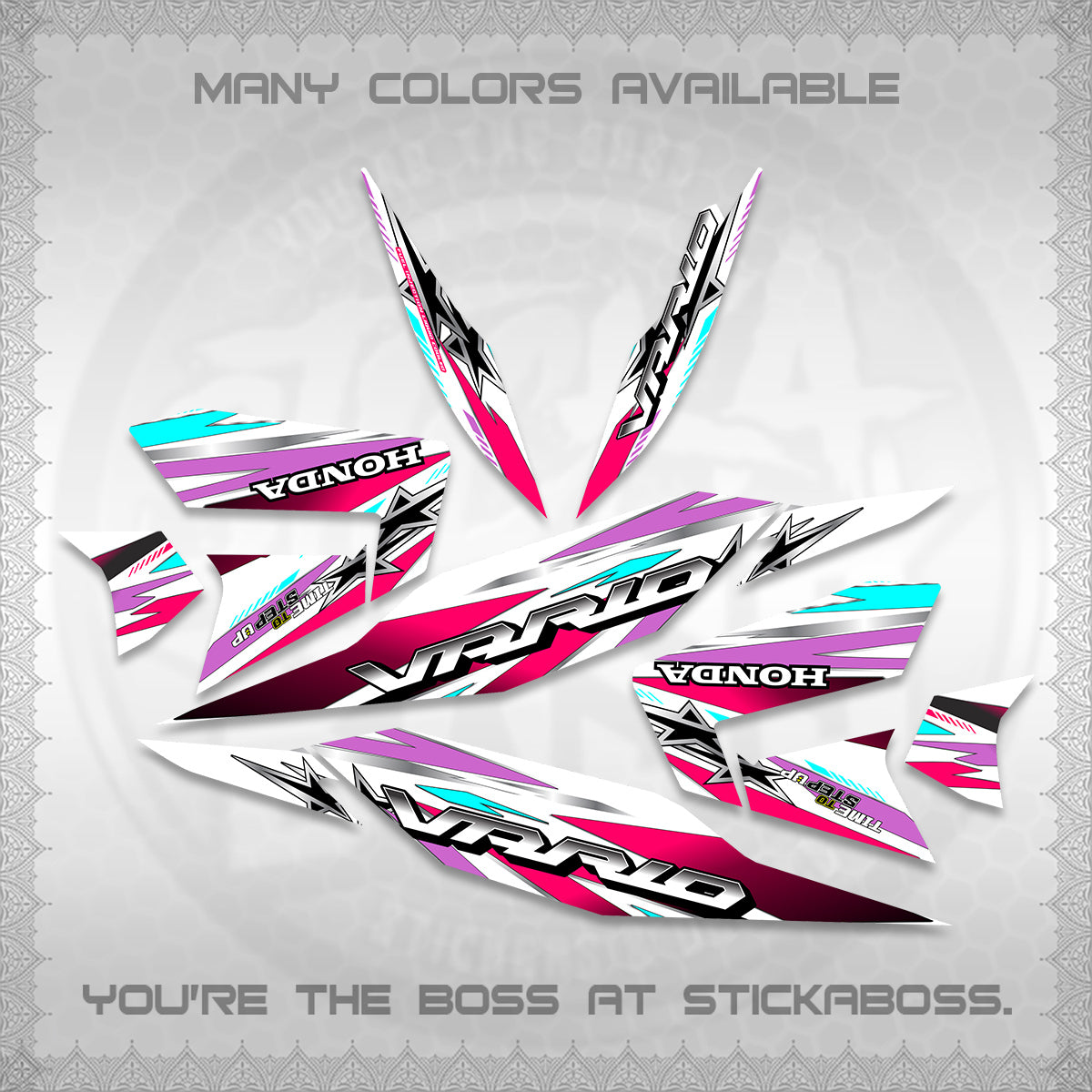 CLICK 125 V4 VARIO FOR WHITE DECALS (2026 BLACK STAR DESIGN) STICKER DECALS By STICKABOSS