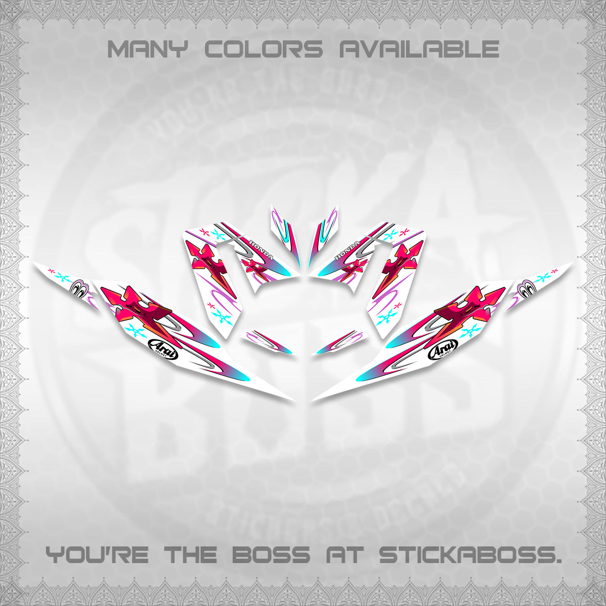 CLICK 125 V4 FOR WHITE DECALS (2026 ARAI STAR RACING DESIGN) STICKER DECALS By STICKABOSS