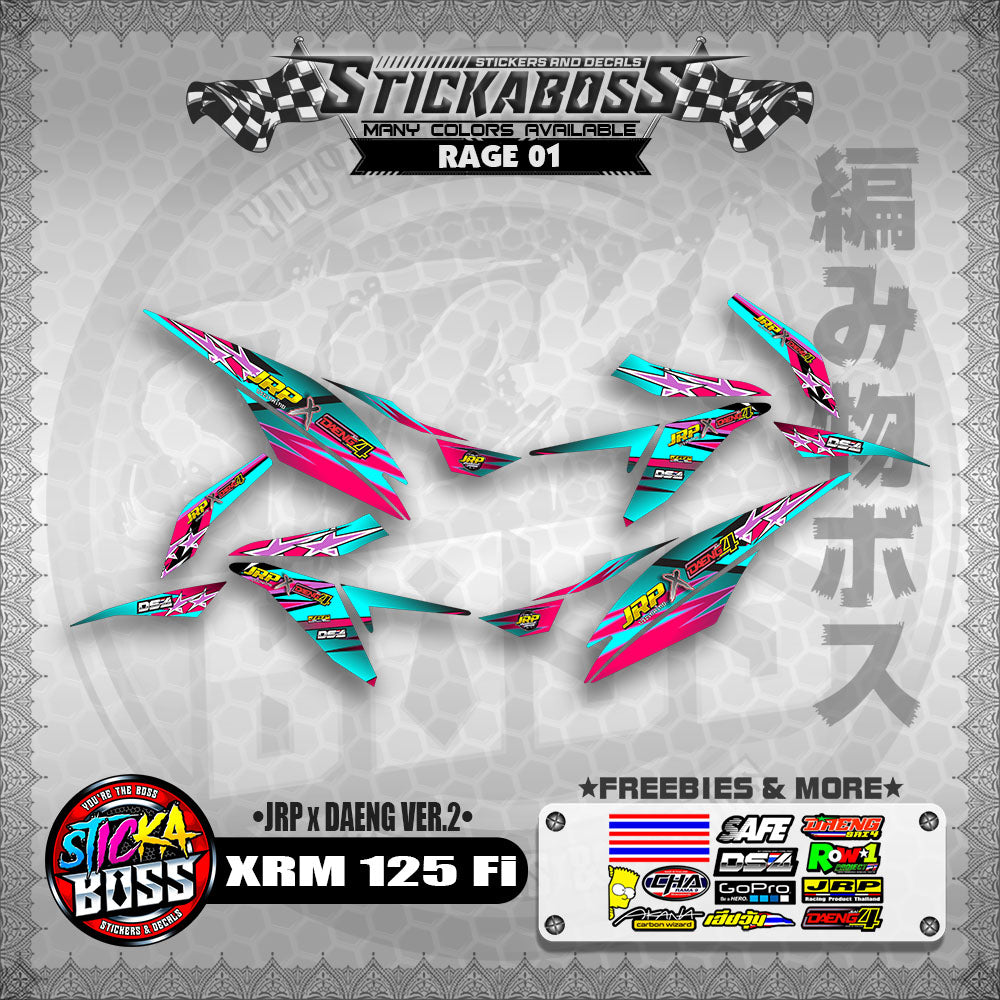 Honda XRM 125 Fi Decals - RAGE EDITION (JRP x DAENG VER.2)【PREMIUM GLOSSY LAMINATED】