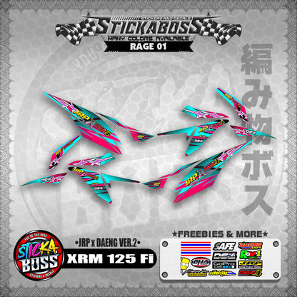 Honda XRM 125 Fi Decals - RAGE EDITION (JRP x DAENG VER.2)【PREMIUM GLOSSY LAMINATED】
