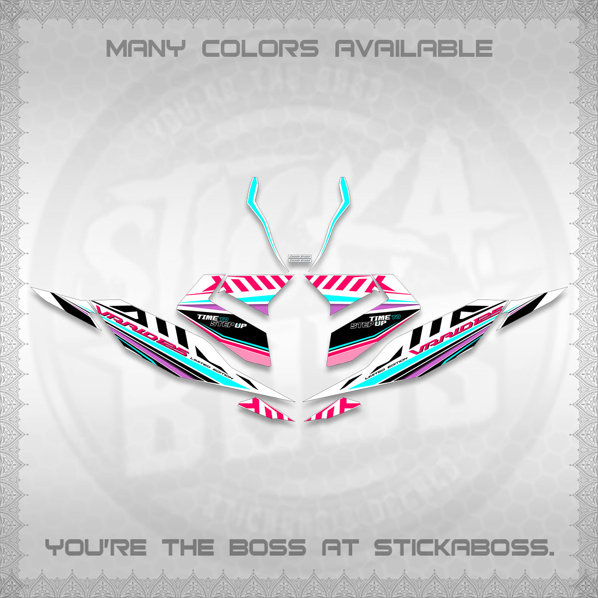 CLICK 125 V4 VARIO FOR WHITE DECALS (2026 VR0007 DESIGN) STICKER KITS By STICKABOSS
