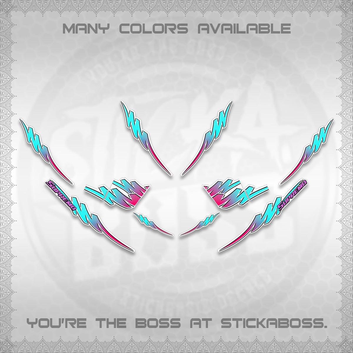 AEROX V2 FOR WHITE STRIPING DECALS (2 TONE PUTRA VIRDIAN)STICKER DECALS BY STICKABOSS