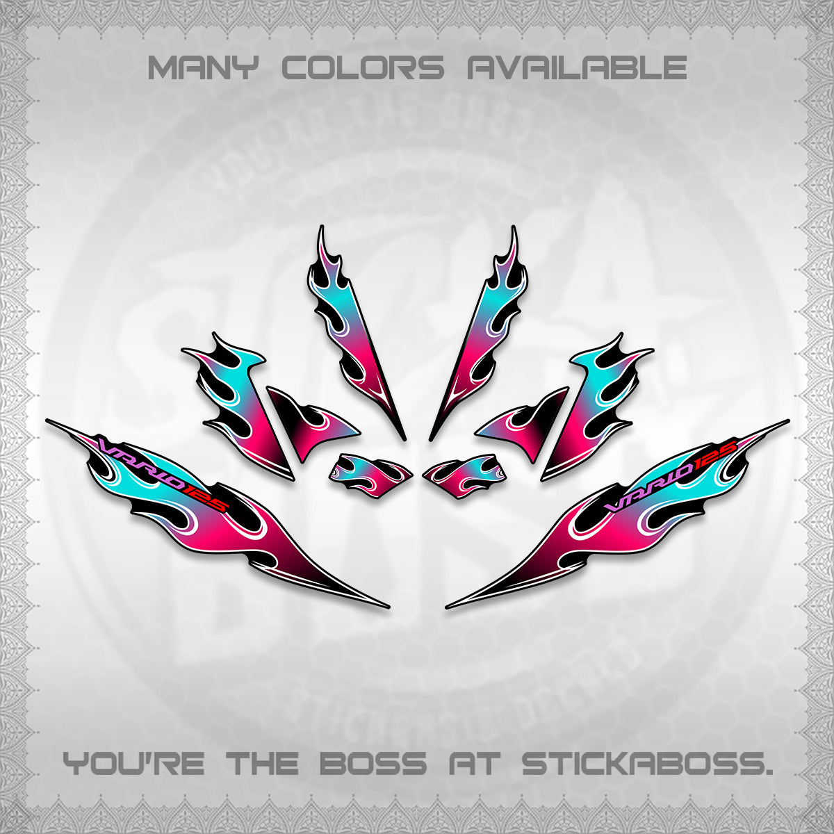 CLICK 125 V4 VARIO DECALS (2026 MOTIF FLAME 2 TONE)STICKER DECALS By STICKABOSS