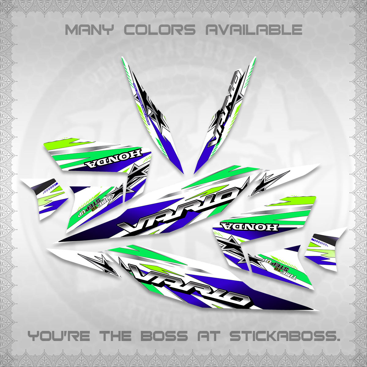 CLICK 125 V4 VARIO FOR WHITE DECALS (2026 BLACK STAR DESIGN) STICKER DECALS By STICKABOSS