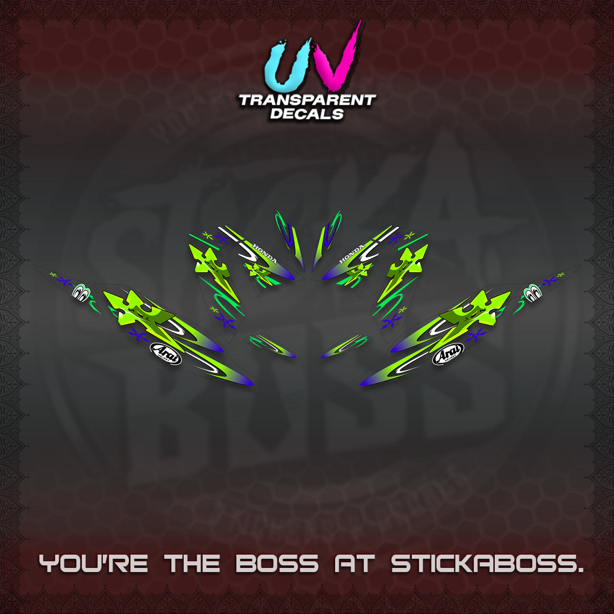CLICK 125 V4 UV TRANSPARENT DECALS (2026 ARAI STAR RACING DESIGN) STICKER DECALS By STICKABOSS