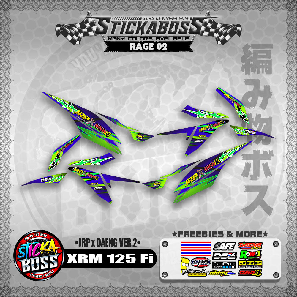 Honda XRM 125 Fi Decals - RAGE EDITION (JRP x DAENG VER.2)【PREMIUM GLOSSY LAMINATED】