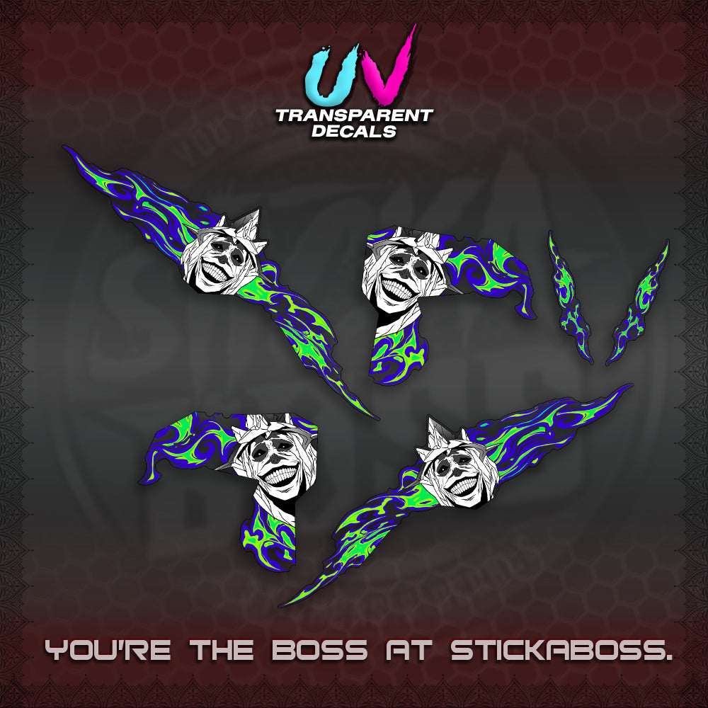 CLICK V3 UV TRANSPARENT DECALS (SOLO STATUE OF GOD DESIGN)STICKER DECALS By STICKABOSS